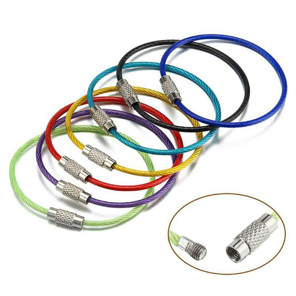 5 Cái Nhiều Màu Sắc EDC Móc Khóa Thép Không Gỉ Móc Neo Móc Khóa Ngoài Trời Dụng Cụ Dây Keyrings Cáp Dây Vít Khóa Móc Chìa Khóa