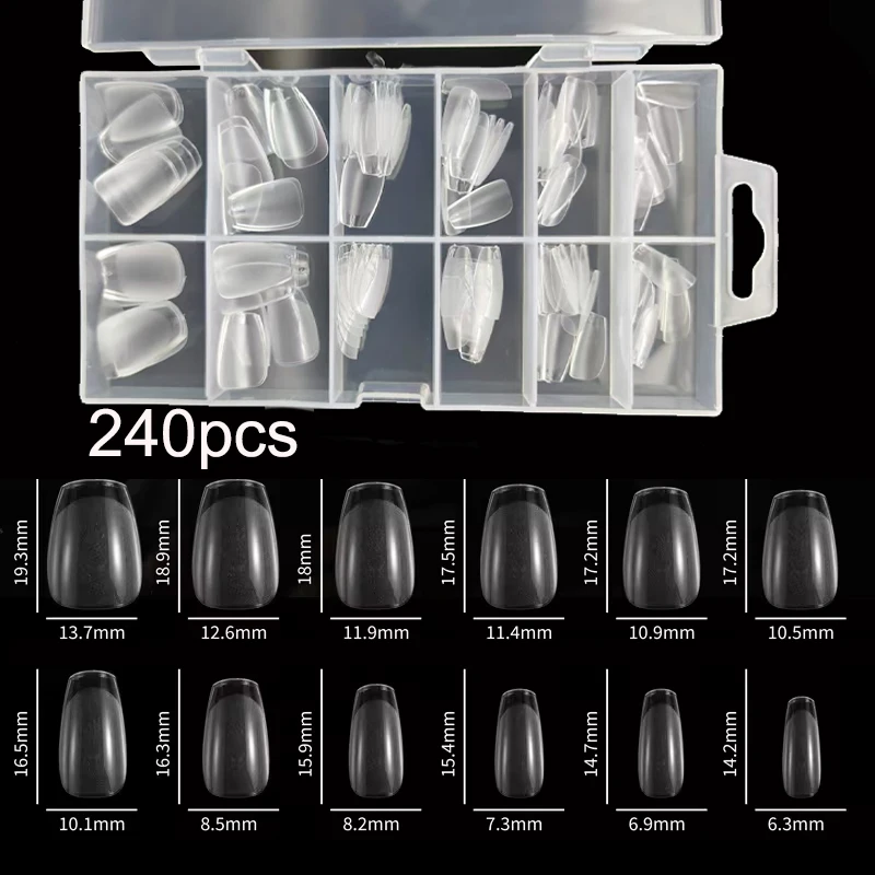 240 ชิ้น/กล่อง Half Matte XXS อัลมอนด์เล็บเต็มรูปแบบ Soft GEL ปลอมเล็บปลอม EXTENSION เหมาะสําหรับสั้นพิเศษเล็บเตียง