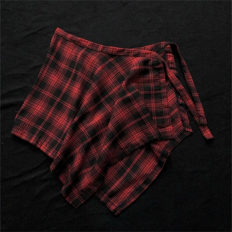 Falda envolvente de línea A en capas Unisex, baile callejero de hip hop, bufanda a cuadros para la cadera, sobrefalda asimétrica, extensor de camisa