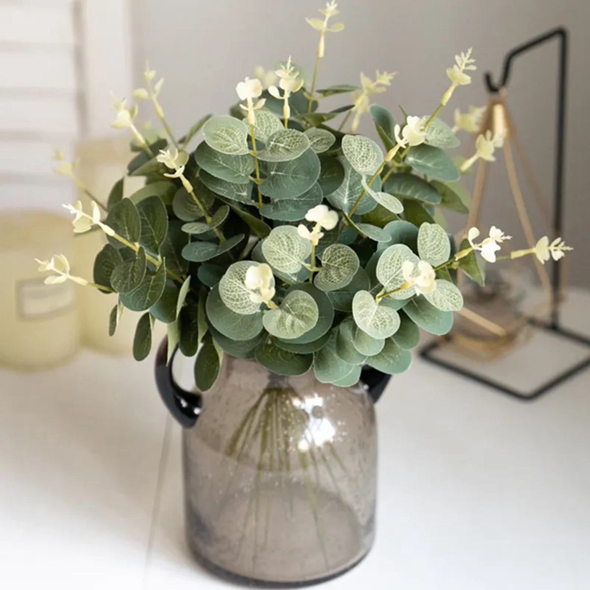 20 個偽植物シルクユーカリの葉 Diy クリスマス装飾花瓶家庭菜園結婚式スクラップブッキング造花