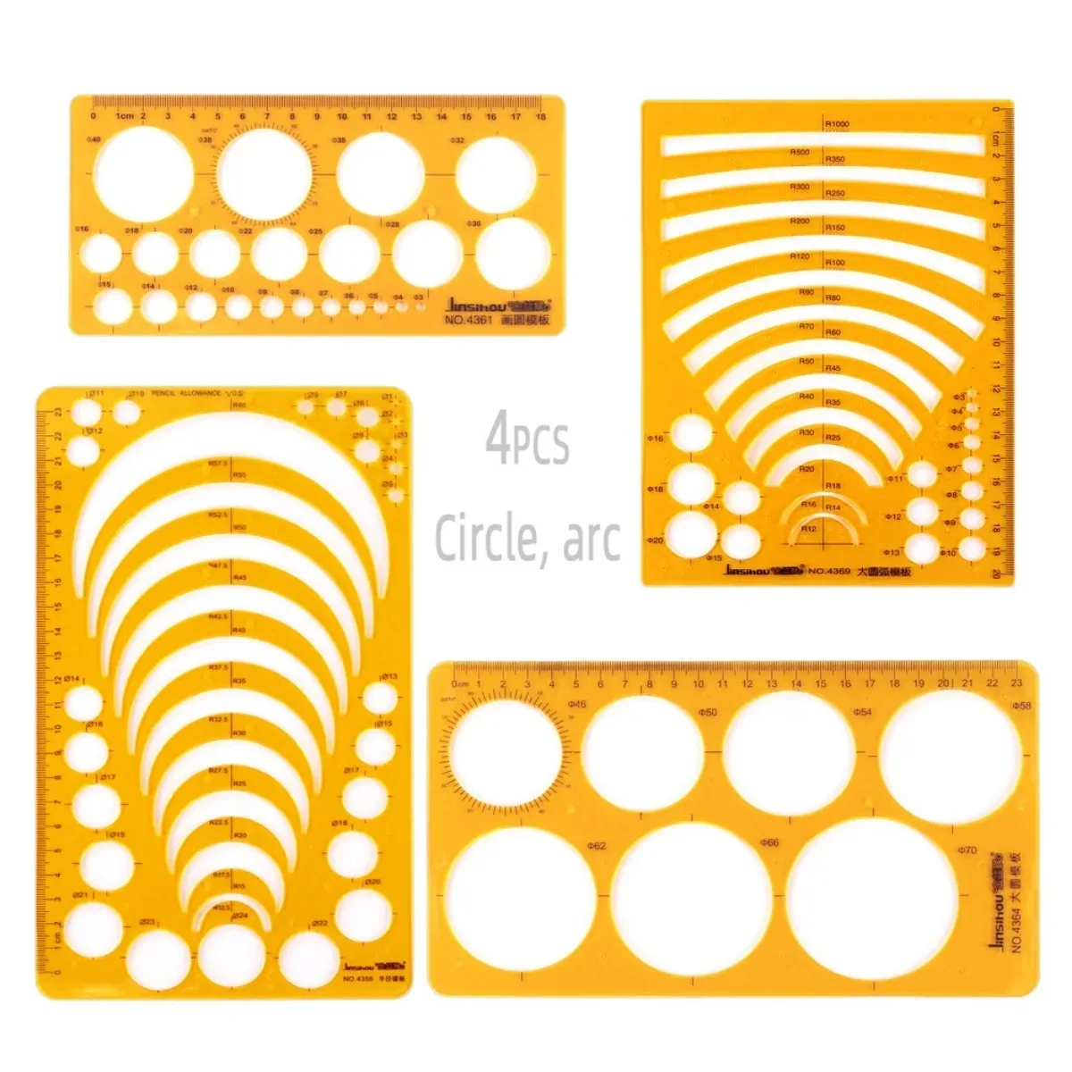 Yellow Plastic Graphing Templates - Includes Circles, Ellipses, Triangles, and More - Ideal for Students, Designers
