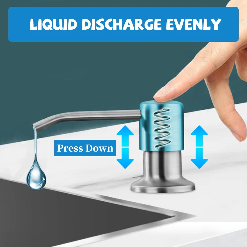 Lavello da cucina Dispenser di sapone liquido Pompa in acciaio inossidabile 500ML Bottiglia di sapone liquido Supporto per lavello Bottiglia di dispenser di sapone a pressione manuale