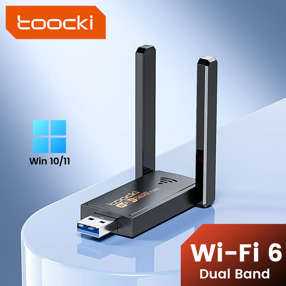 Toocki 900 Мбит/с BT5.4 WiFi6 USB-адаптер двухдиапазонный драйвер 2,4/5 ГГц Бесплатная беспроводная сетевая карта с вращающимися антеннами для Win10/11