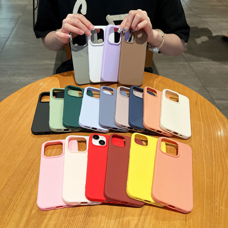 Funda de teléfono suave de colores caramelo a la moda para IPhone 16, 12, 14, 13, 15 Pro Max, 14Plus, parachoques de cámara, protección contra golpes, funda mate