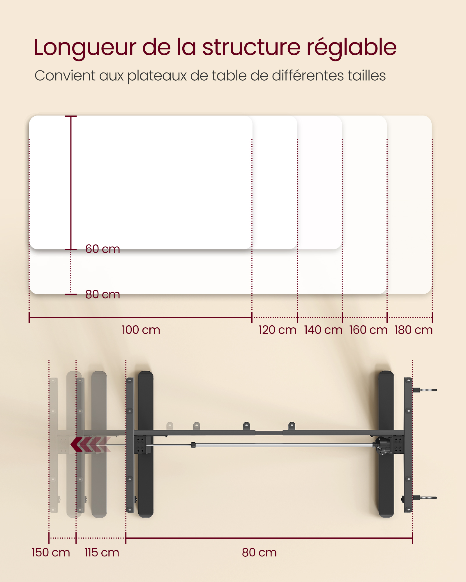 Bureau Électrique Réglable en Hauteur, avec 2 Crochets, Fonction Mémoire 3 Hauteurs, Acier, Noir d'encre