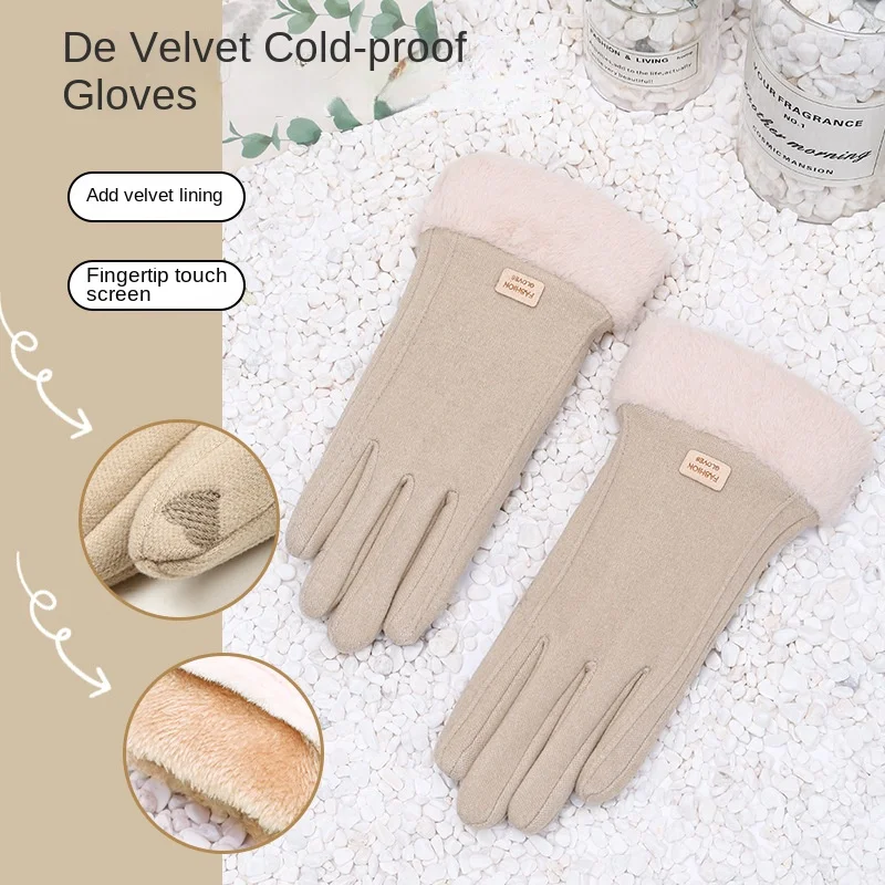 Handschuhe Neue frauen Winter Reiten Heißer Verkauf Warme Plus Fleece Verdickt Touchscreen Kalt Winddicht De Fleece Handschuhe