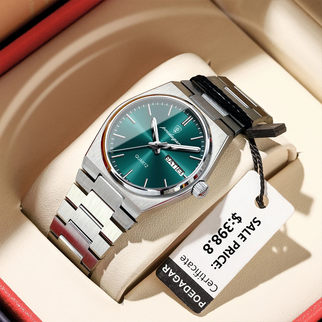 Reloj POEDAGAR de lujo para mujer, elegante reloj de cuarzo, resistente al agua, luminoso, fecha, semana, relojes de acero inoxidable para mujer