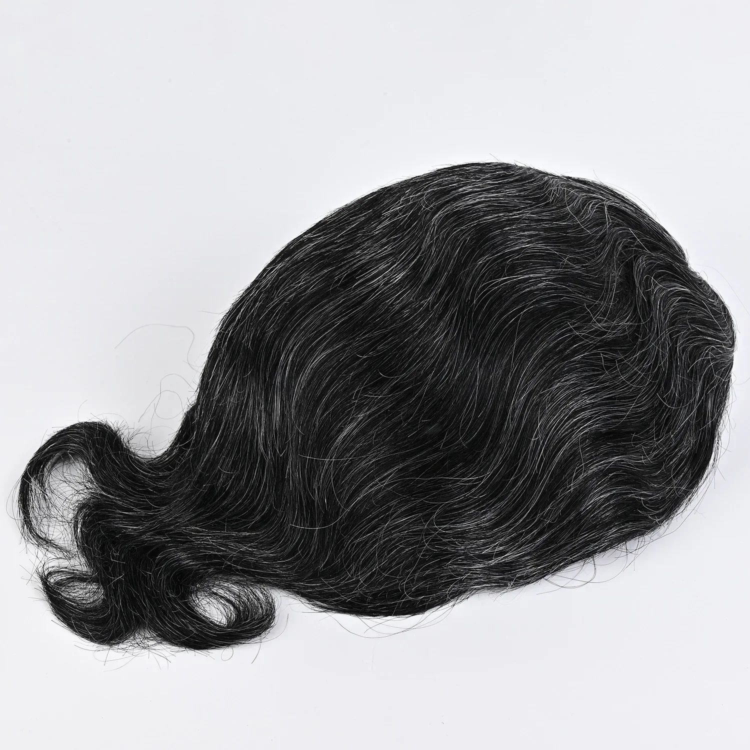Peruca de cabelo prateado cinza 8x10' para homens, base mono com pu100% peças de cabelo humano, sistema de substituição, renda frontal, linha fina natural