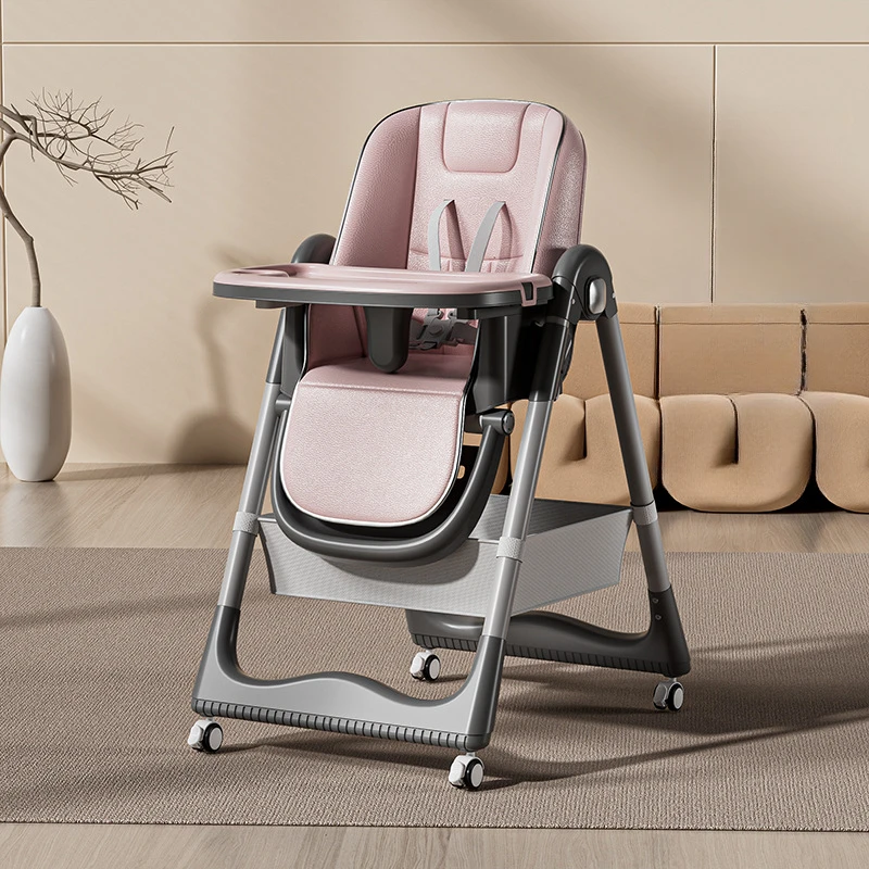 Silla de comedor para bebé, silla de mesa de comedor multifuncional, altura ajustable, un clic ajustable, plegable y reclinable