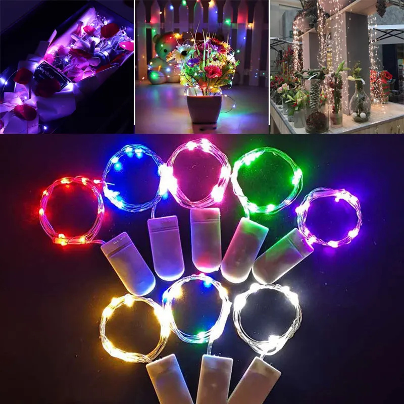 6pcs 1M 2M 3M 5M 웨딩 빛 LED 구리 와이어 문자열 조명 요정 갈 랜드 크리스마스 LED 빛 Navidad 야외 정원 장식