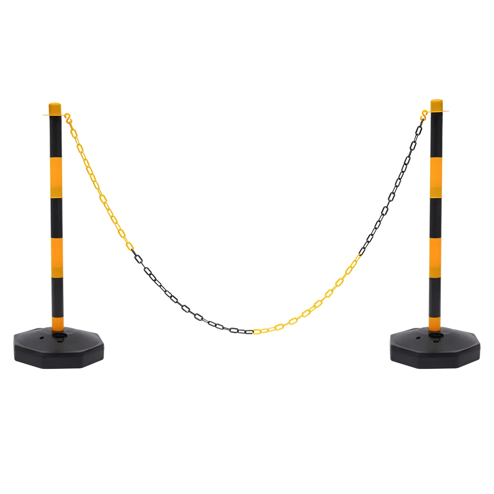 Durable Belt Barrier with Eye-Catching Yellow Color, Adjustable Height, Fillable Base for Stability, Easy to Assemble