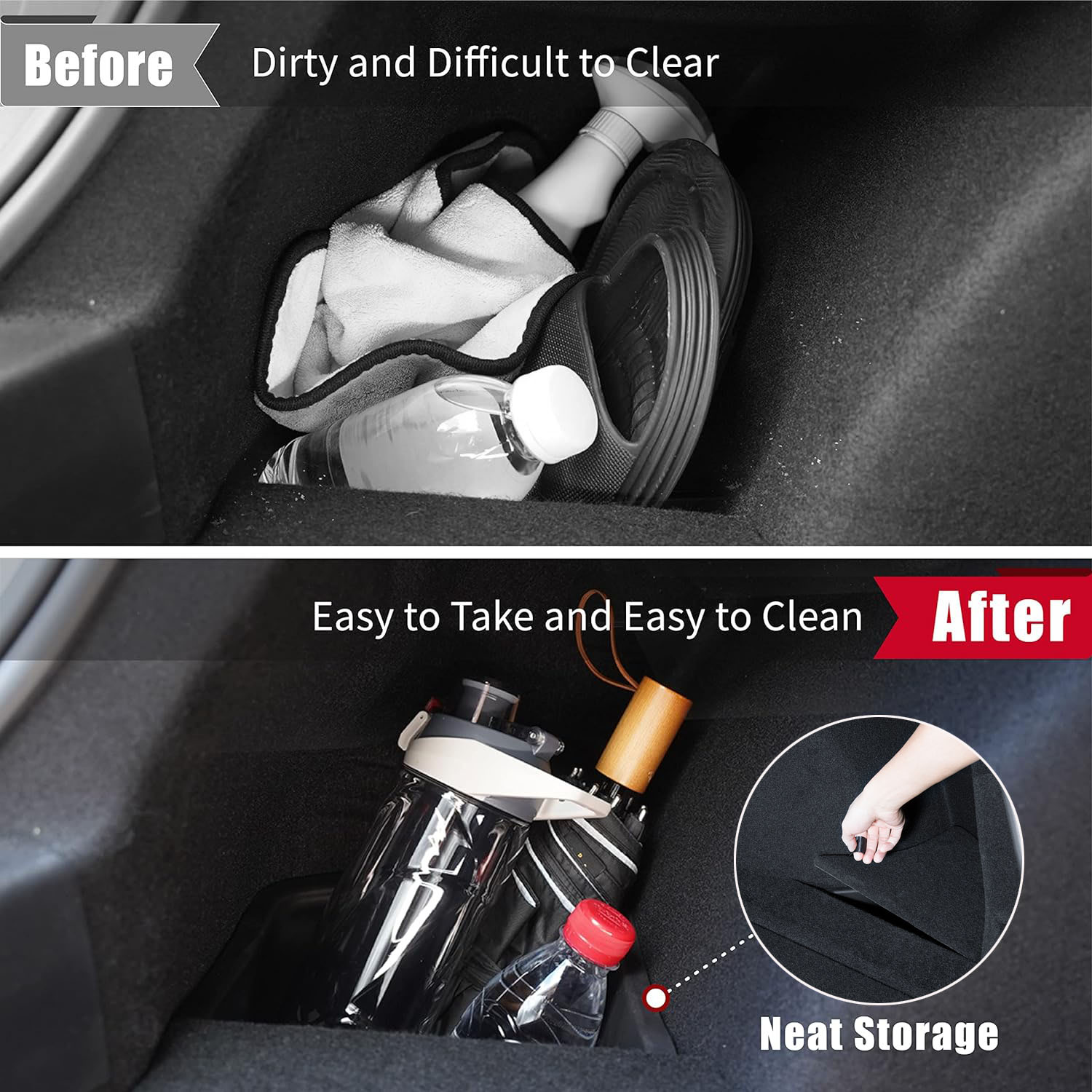 Für 2024 Tesla Modell 3 Highland Hinten Stamm Linke Seite Lagerung Box mit Abdeckung Schwanz Boot Organizer Partition Dekoration Zubehör