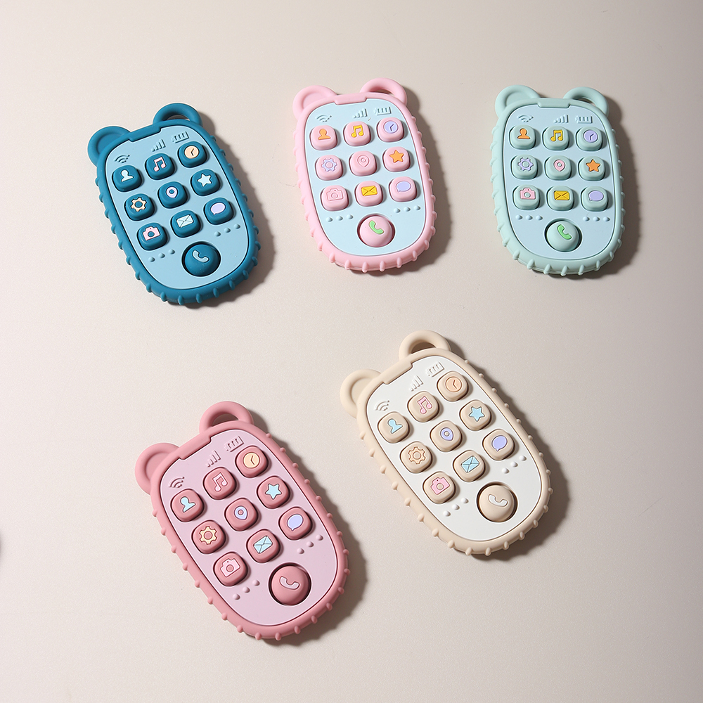 Anneau de dentition en Silicone en forme de téléphone portable pour bébé, jouet éducatif sensoriel pour enfants, coffret cadeau pour bébé, nouvelle collection 2024