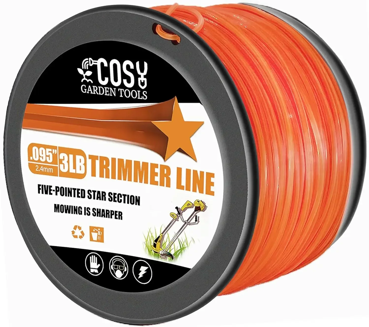 2.7MM*100M String Trimmer Line, Commercial Grade Orange Pentagon Weed Eater String,  Nylon String Trimmer Line for Grass Weeds