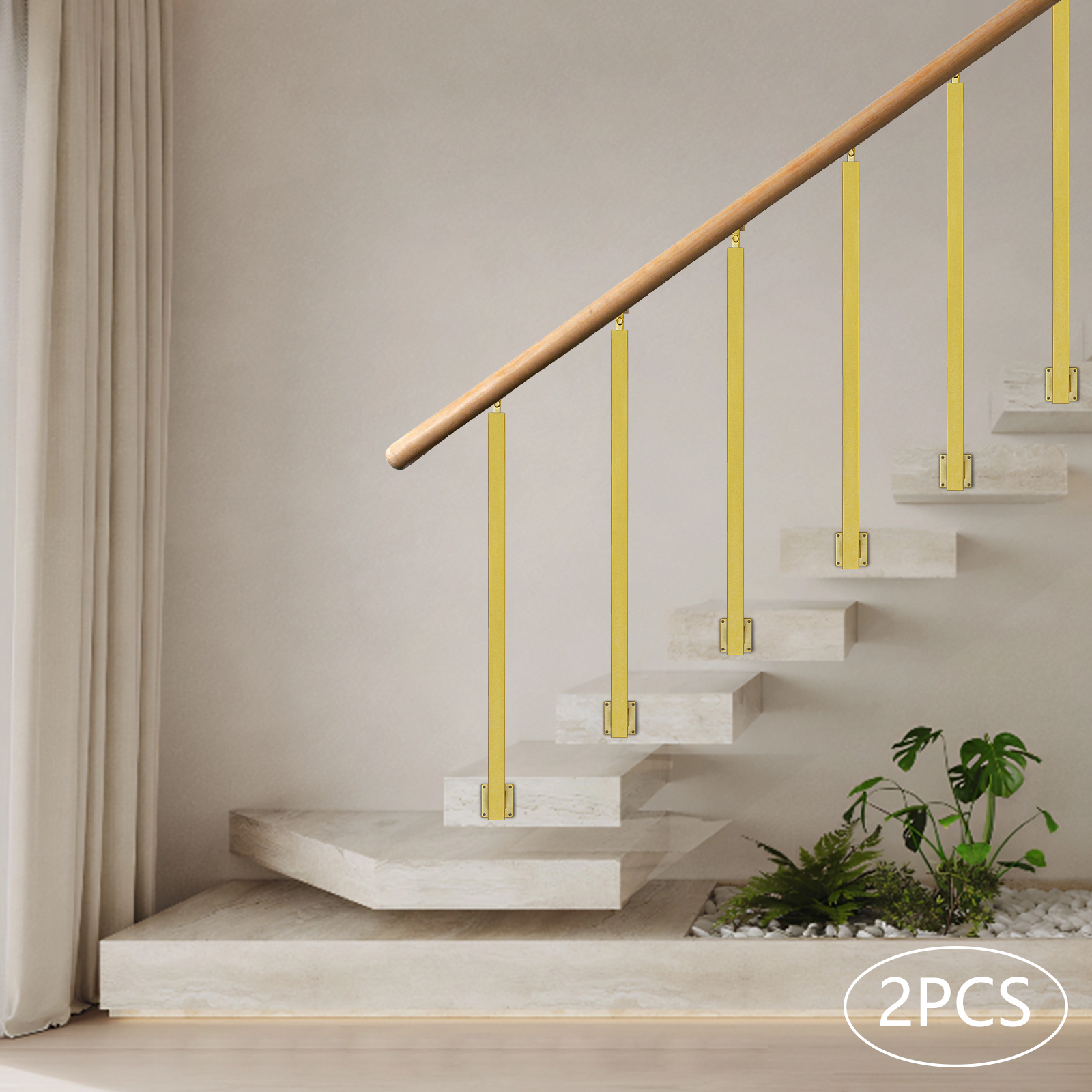 Balusters de metal para escada, 2 peças, eixos decorativos de aço, postes de trilhos de escada ajustáveis para deck, varanda, escada