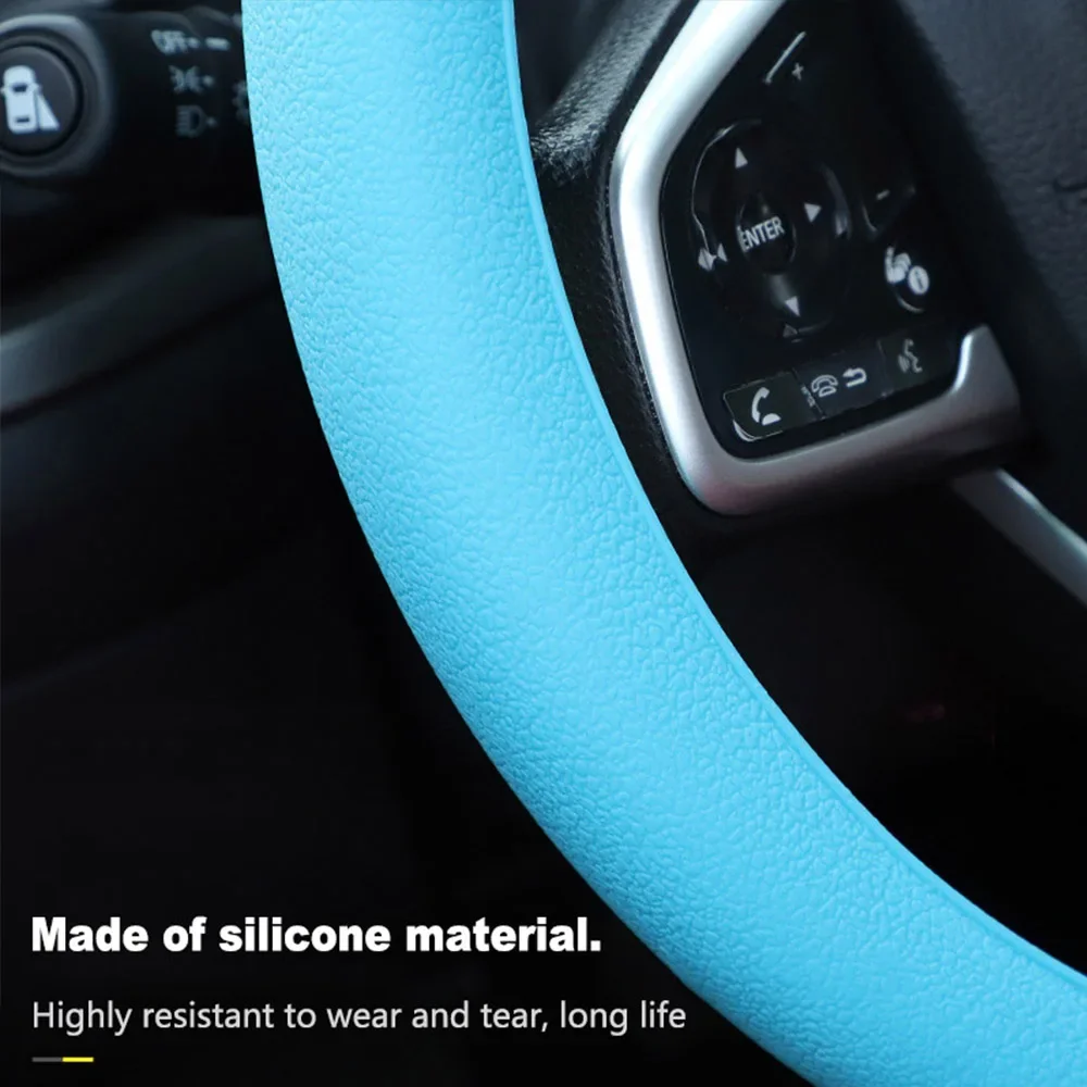 Capa de silicone para volante de carro, verão, universal, elástico, luva, textura macia, multicolorida, decoração automática, acessórios diy