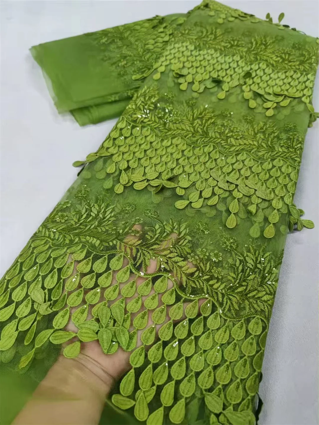 Afrikanischer nigerianischer Tüll-Nähspitzenstoff, Guipure-Stickerei-Kleider, Pailletten, hohe Qualität, neuestes Organza 5 Yards, LY6392,2025