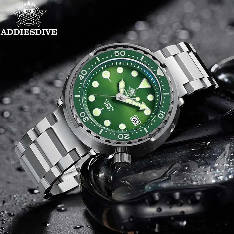 ADDIESDIVE นาฬิกาจักรกลอัตโนมัติชายอเมริกันสแตนเลสป้องกันรอยขีดข่วนนาฬิกาดําน้ํากันน้ําธุรกิจนาฬิกาพักผ่อน