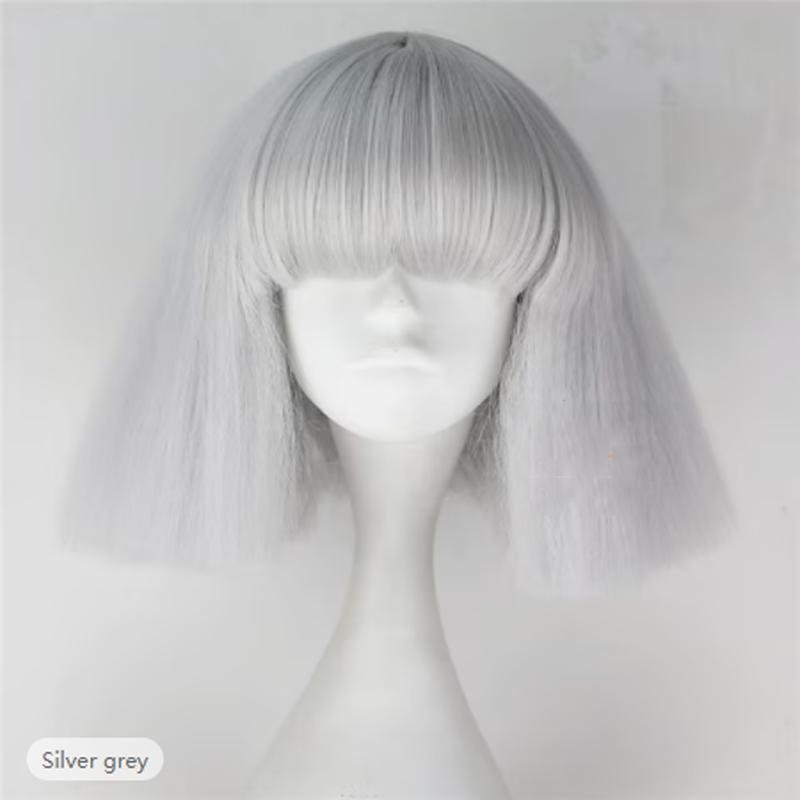 HAIRJOY レディー・ガガ コスプレウィッグ ストレート ボブ ショート ダークブラウン シルバーグレー ダークブロンド ピンク グリーン ブロンド ブラック 人工毛ウィッグ