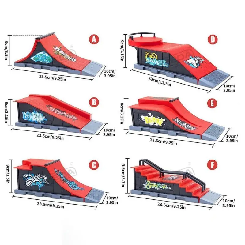 DIY Finger Skatepark 6-in-1 ชุด Professional Tech Practice Deck แพลตฟอร์ม Stunt สเก็ตบอร์ดนิ้วมือประกอบ Ramp Park ชุดของเล่น
