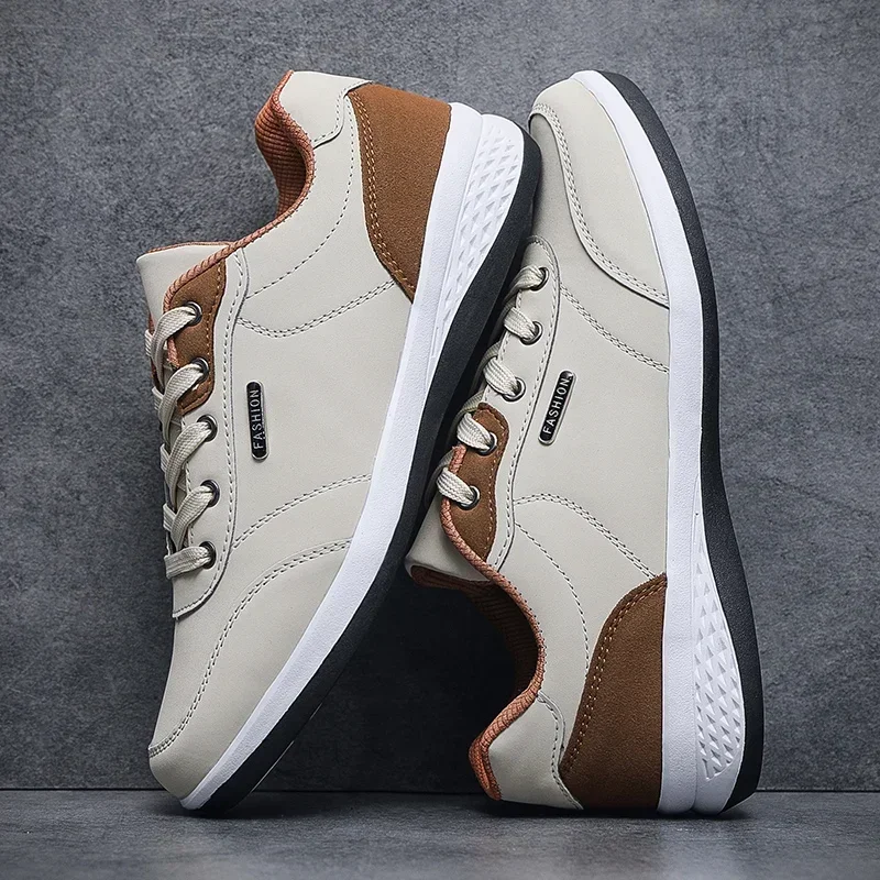 Nowe męskie buty wiosenno-jesienne wodoodporne sneakersy do chodzenia rekreacyjne męskie skórzane buty sportowe antypoślizgowe obuwie tenisowe dla mężczyzn