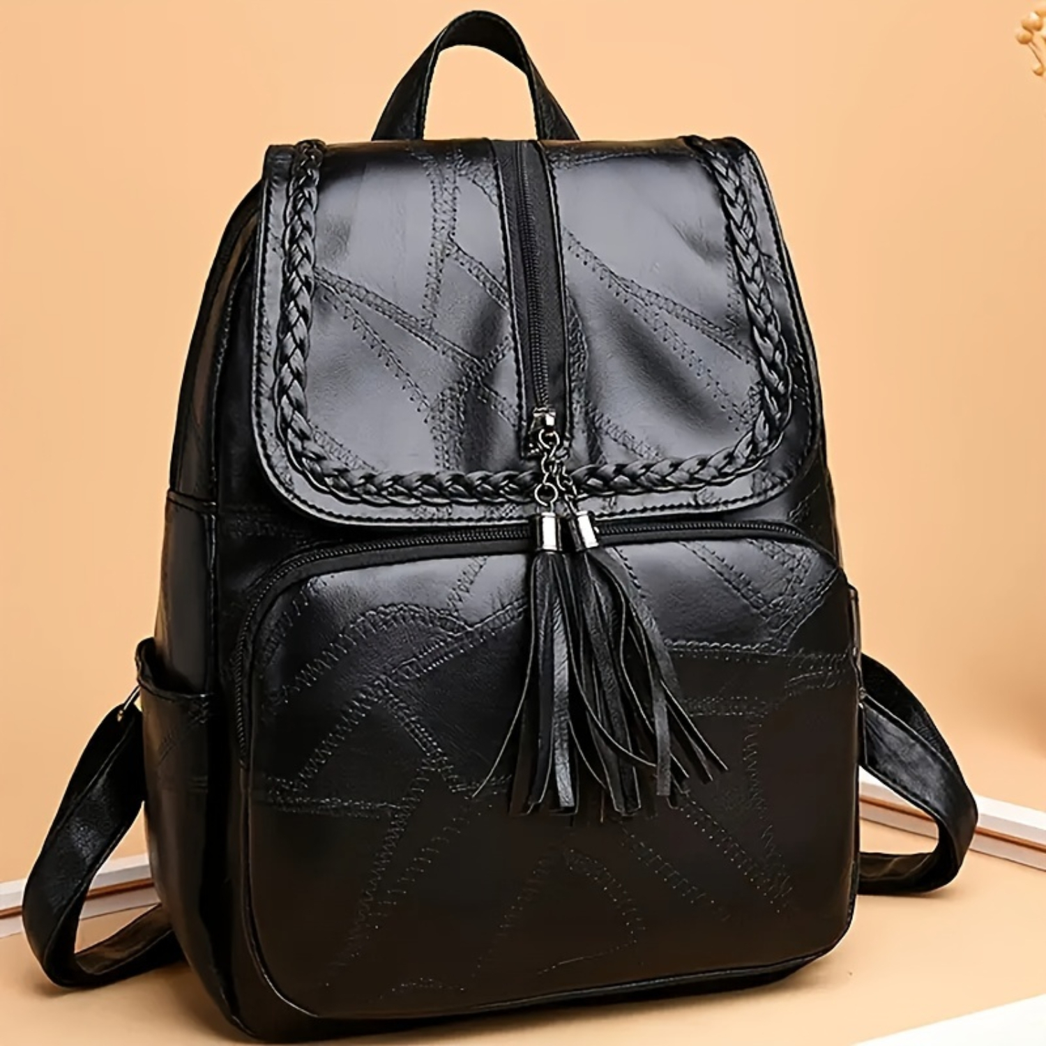 Mochila elegante de couro PU: PU macio e durável, bolsa versátil para estudantes e viagens, escolha de presente ideal.