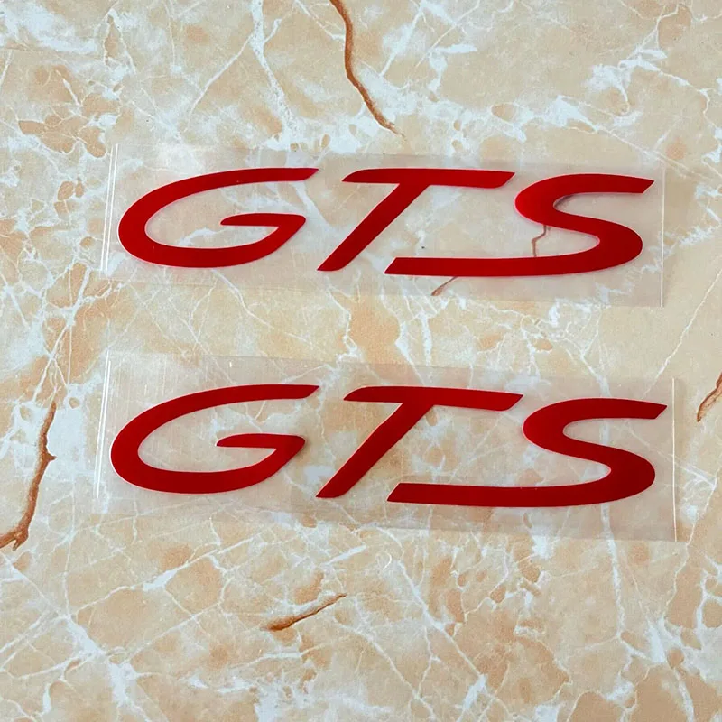 2 uds estilo de coche GTS emblema del cuerpo insignia pegatina para Porsche Panamera Spyder Carrera Macan Boxster Cayman Cayenne 971 911 718