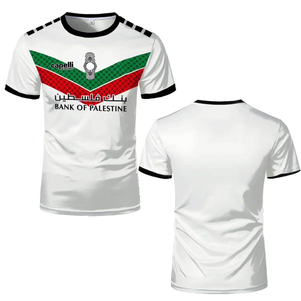 パレスチナサッカージャージ Tシャツ大人 & キッズライト高級デジタルプリントサッカーユニフォーム夏メンズパレスチナ旗 Tシャツ