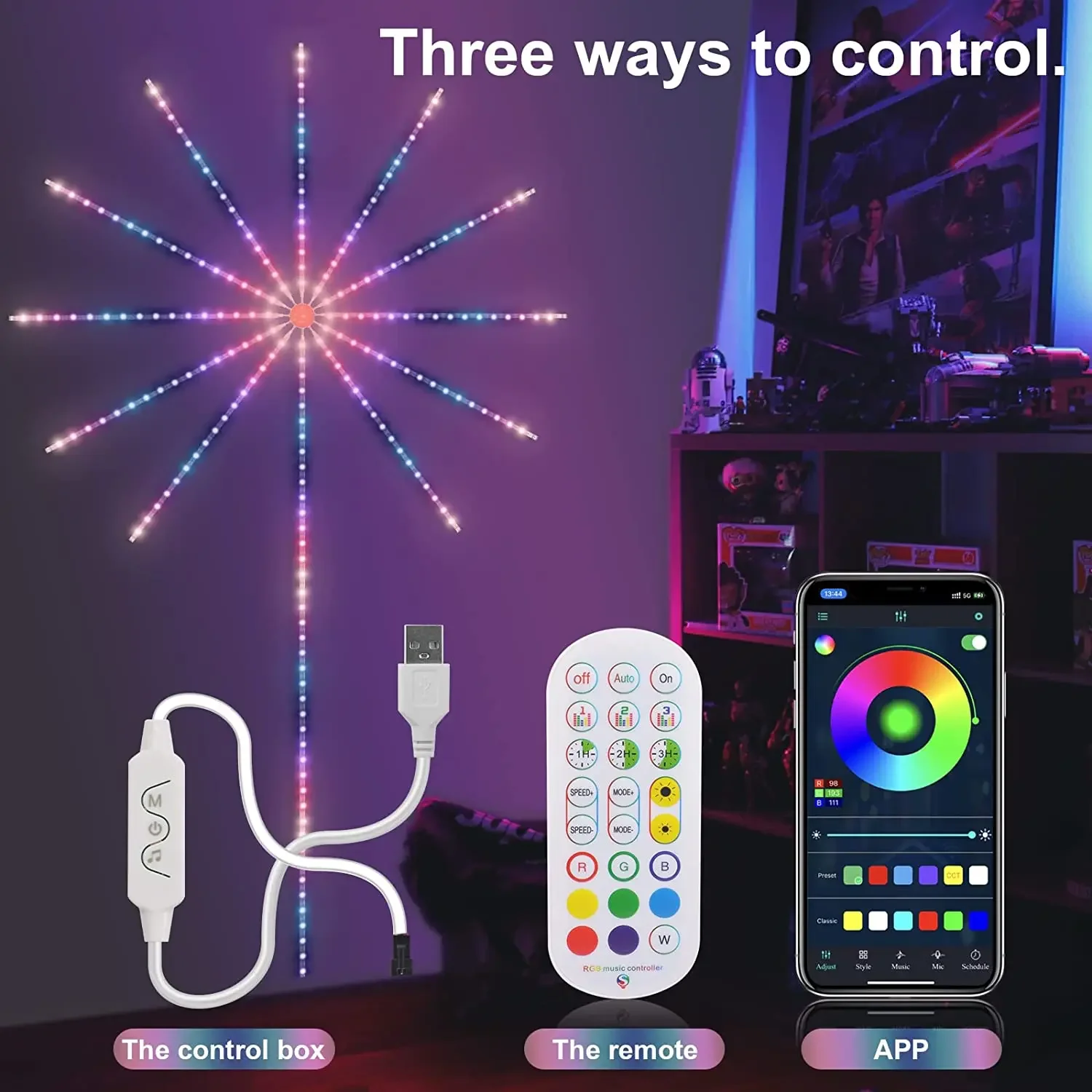 スマート LED ライトストリップ DIY 花火リモート Bluetooth フェストゥーンランプクリスマス寝室パーティー結婚式の装飾ホリデーフェアリーライト