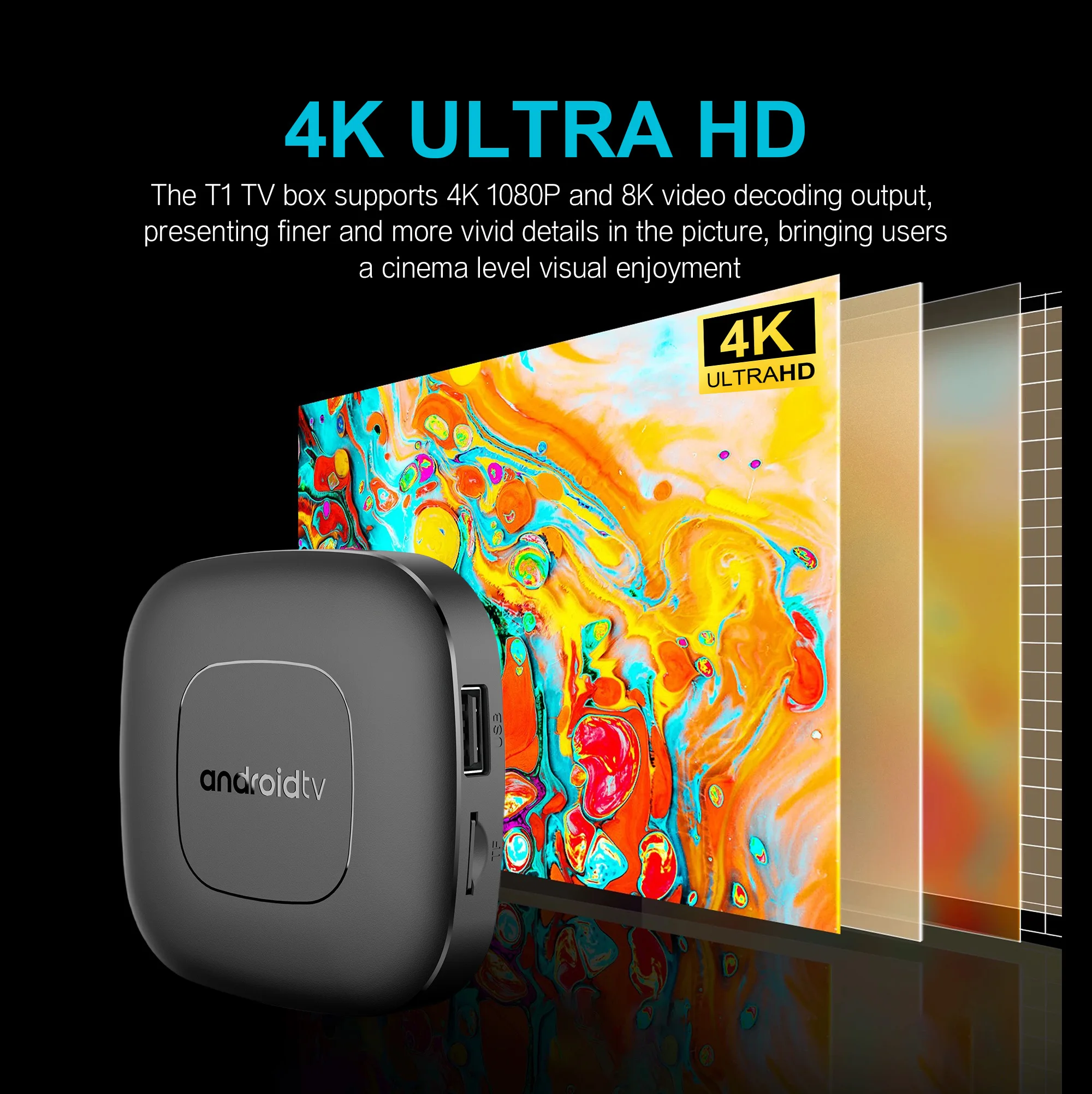 Mortal T1 WIFI6 กล่องสมาร์ททีวี Android 14 Allwinner H313 โฮมเธียเตอร์ 2G8G16G รองรับบลูทูธ 4K กล่องรับสัญญาณทีวีสดและฟรี