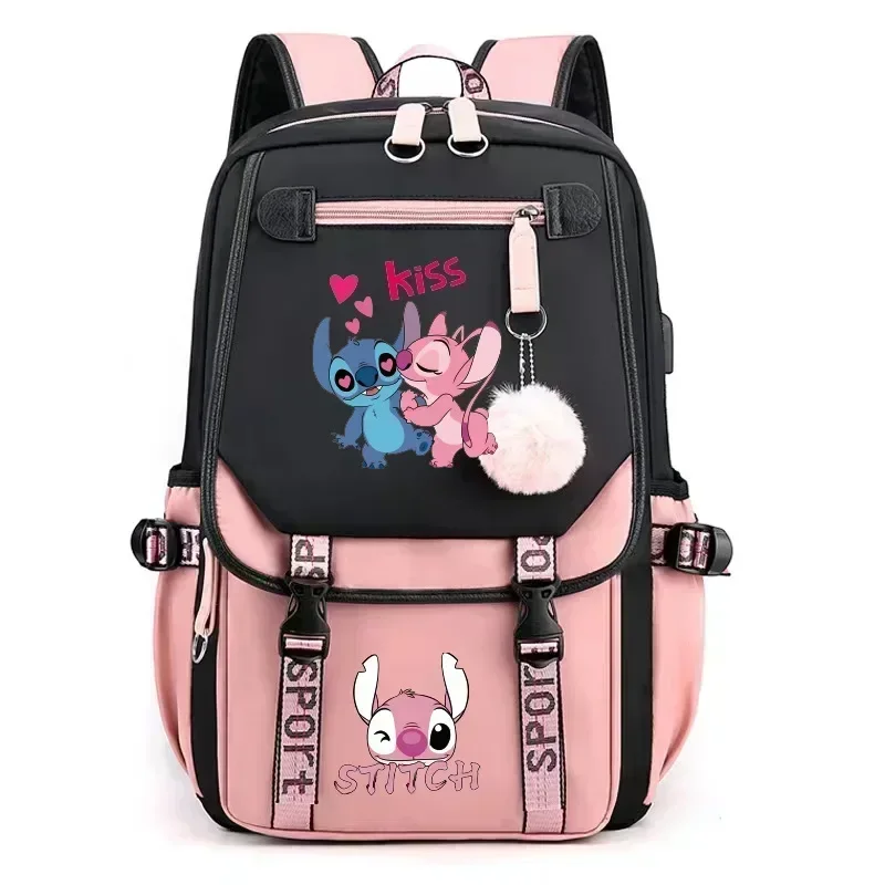 MINISO名創優品 ディズニー新着ステッチUSB充電バックパック - 男の子女の子用のかわいい荷物機能USBパワーバンク学生バッグギフト