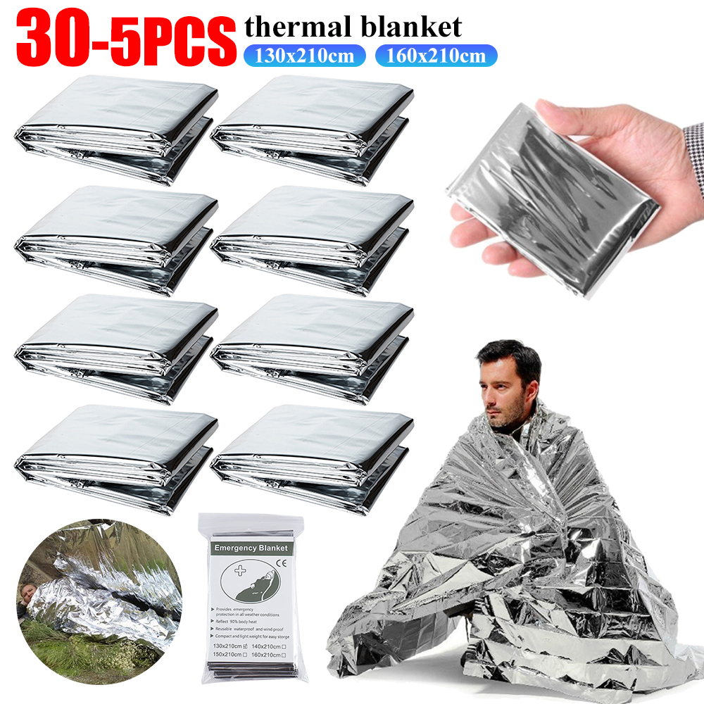 130 x 210 cm wasserdichte Decken halten Sie warm, Notfall-Thermodecke, behält Körperwärme, Silberfoliendecke für Camping im Freien