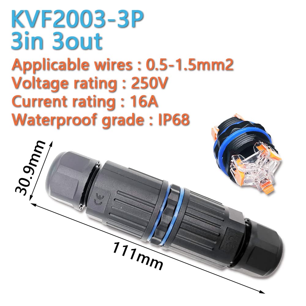 IP68 Waterproof Cable Connector KVSF-15 2 in 2 Out 2Pin 3Pin 4Pin 5Pin Electrical Terminal Adapter Wire Connector LED Light