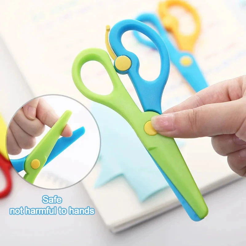 Plastic Scissors Double Color Splicing Handmade DIY Safe Scissors Office Art Supplies Student Specific Paper Cuttings Tools TMZ