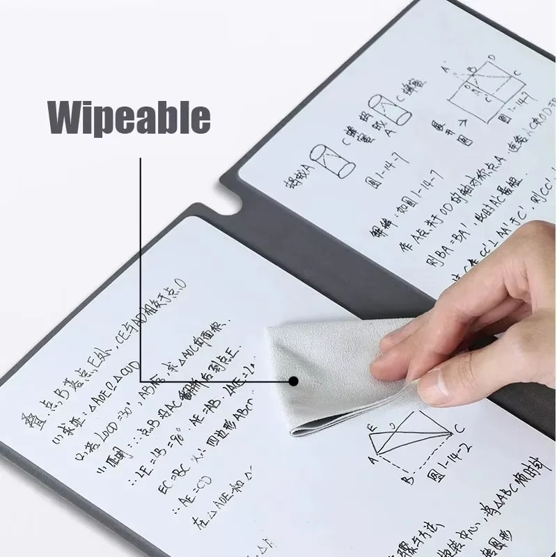 Reusable Whiteboard Notebook A5 Erasable Desktop Notes Leather Cover Handwriting Draft Portable for Office School Student