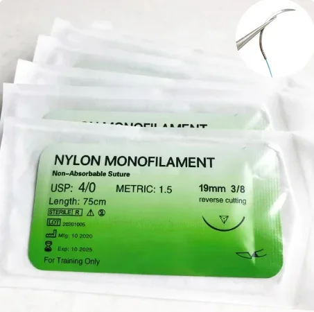 1–100 Stück 4/0 medizinisches Monofilament-Nylon, einzeln verpackt, Veterinär-Übungs-Naht-Sets für Naht-Lehrübungen