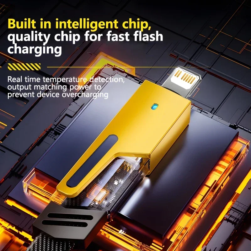 4 in 1 Mecha Fast Charging Data Cable Cord PD 27W For iPhone 15 Samsung Xiaomi 65W USB Type C Multi Port Quick Charge Wire Line