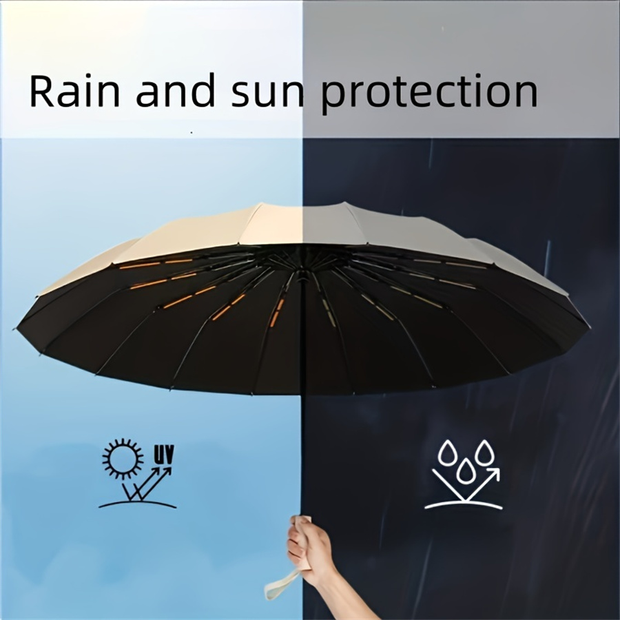 12 Bone Black Glue Fully Automatic Umbrella With Thick And Durable Keel Three Fold Umbrella UV Resistant Folding Umbrella