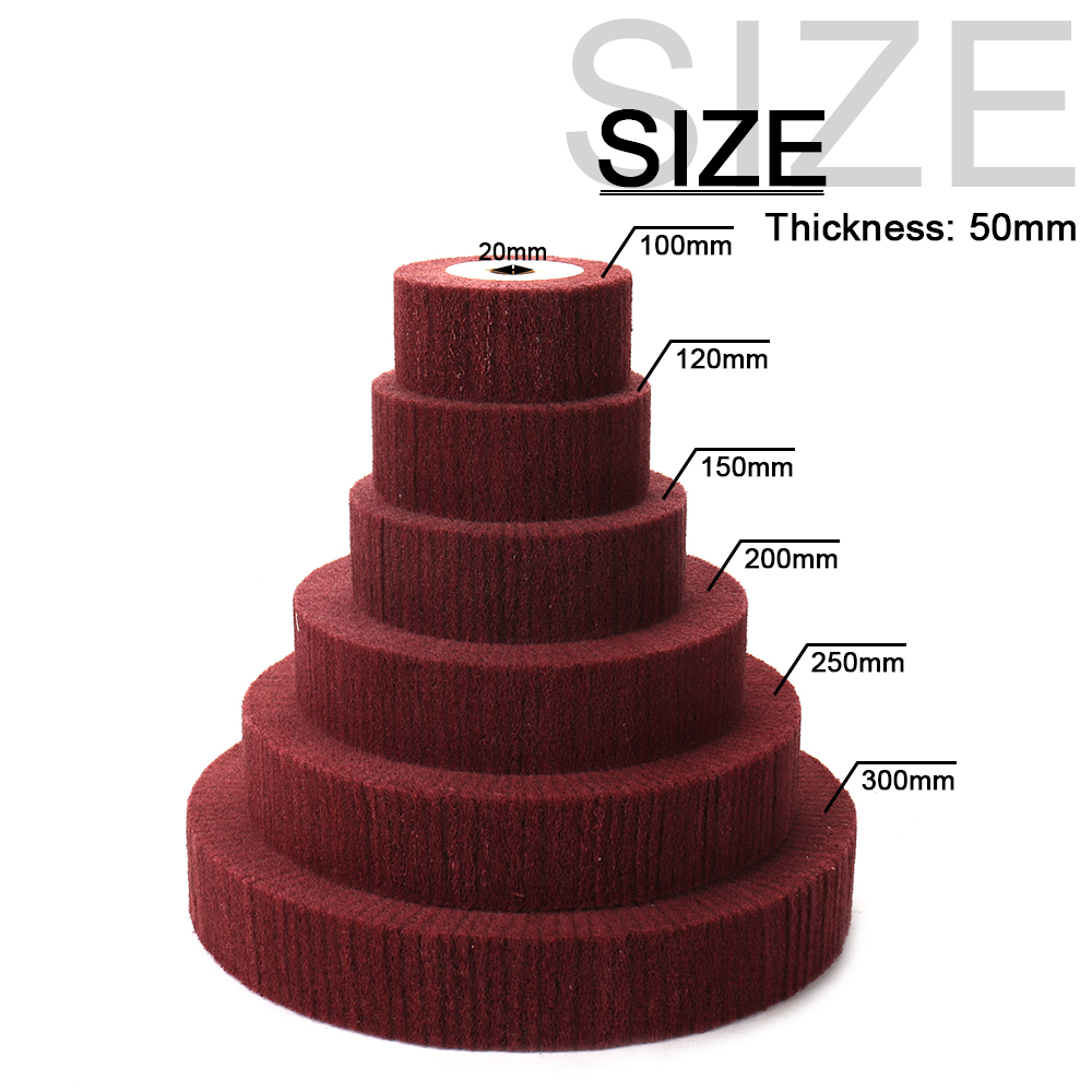 100/125/150/200/250/300mm Non-Woven Polishing Wheel Nylon Flap Brush  Wheel Metal Cleaning Rust Removal Grinding Sbrasive Tool