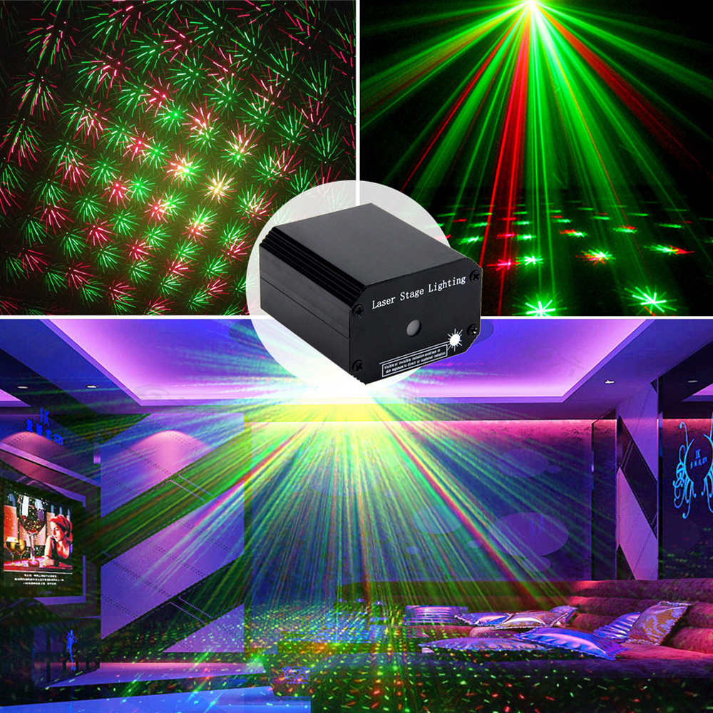 Mini lumière de scène LED Portable 2 en 1, projecteur de lumière Disco DJ, lumières Laser, lampe Flash activée par le son pour fête de mariage de noël