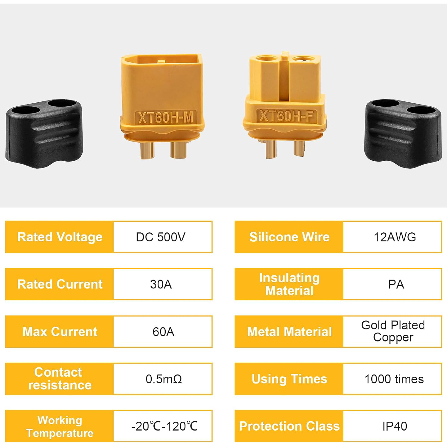 10 pares de conectores xt60h (atualização xt60), conectores de bala macho fêmea xt60h com bainha para bateria de lítio, aviões rc, carro
