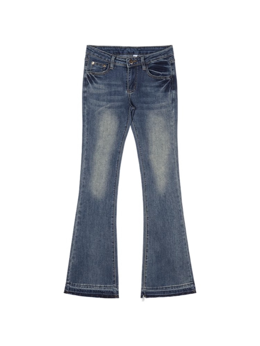 Slimming High Waist Bell Bottom Jeans Women's Spring Autumn Long Pants Elastic Low Waist Embroidered Flared Trousers