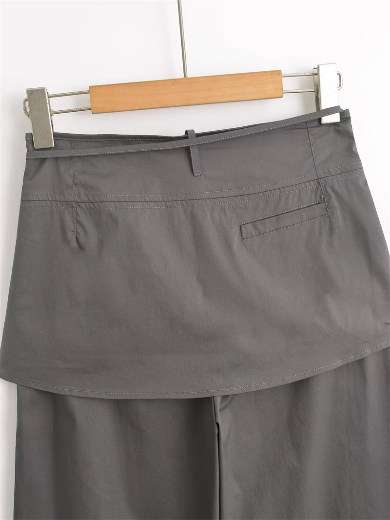 Niedrige, gerade, klassische, mehrlagige Wickelrock-Hose für Damen