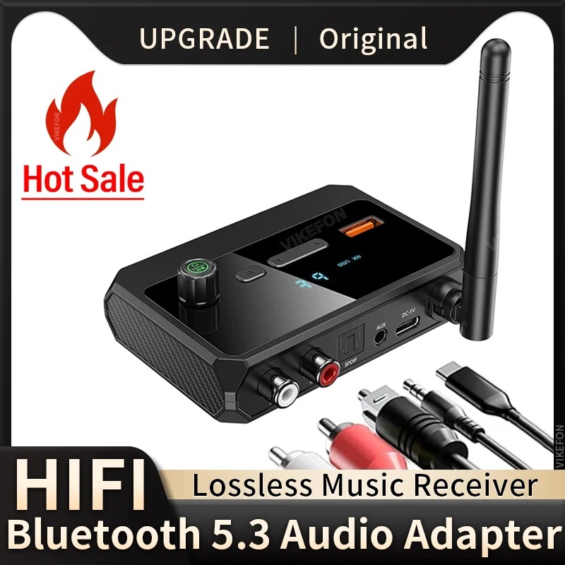 Odbiornik audio Bluetooth 5.3 Obsługa bezprzewodowego adaptera USB U-Disk Play R/L 2 RCA/3.5MM AUX/gniazdo światłowodowe do zestawu samochodowego głośnika