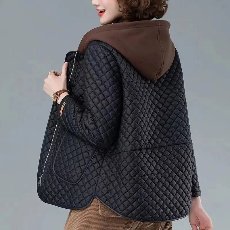 Veste matelassurera en coton léger pour femme, manteau à capuche, mode coréenne, moyen âge, décontracté, automne, hiver, nouveau