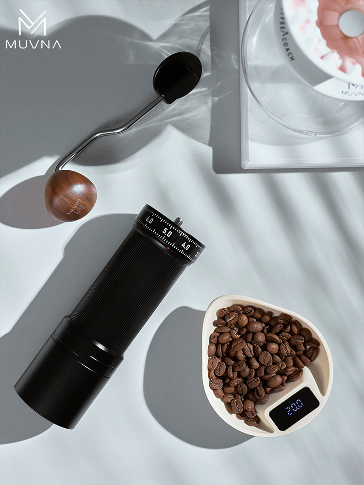 Báscula electrónica MUVNA, bandeja para granos, Espresso, LED, pesaje, 0,1g, báscula electrónica ABS, medidas de alta precisión, negro y Beige