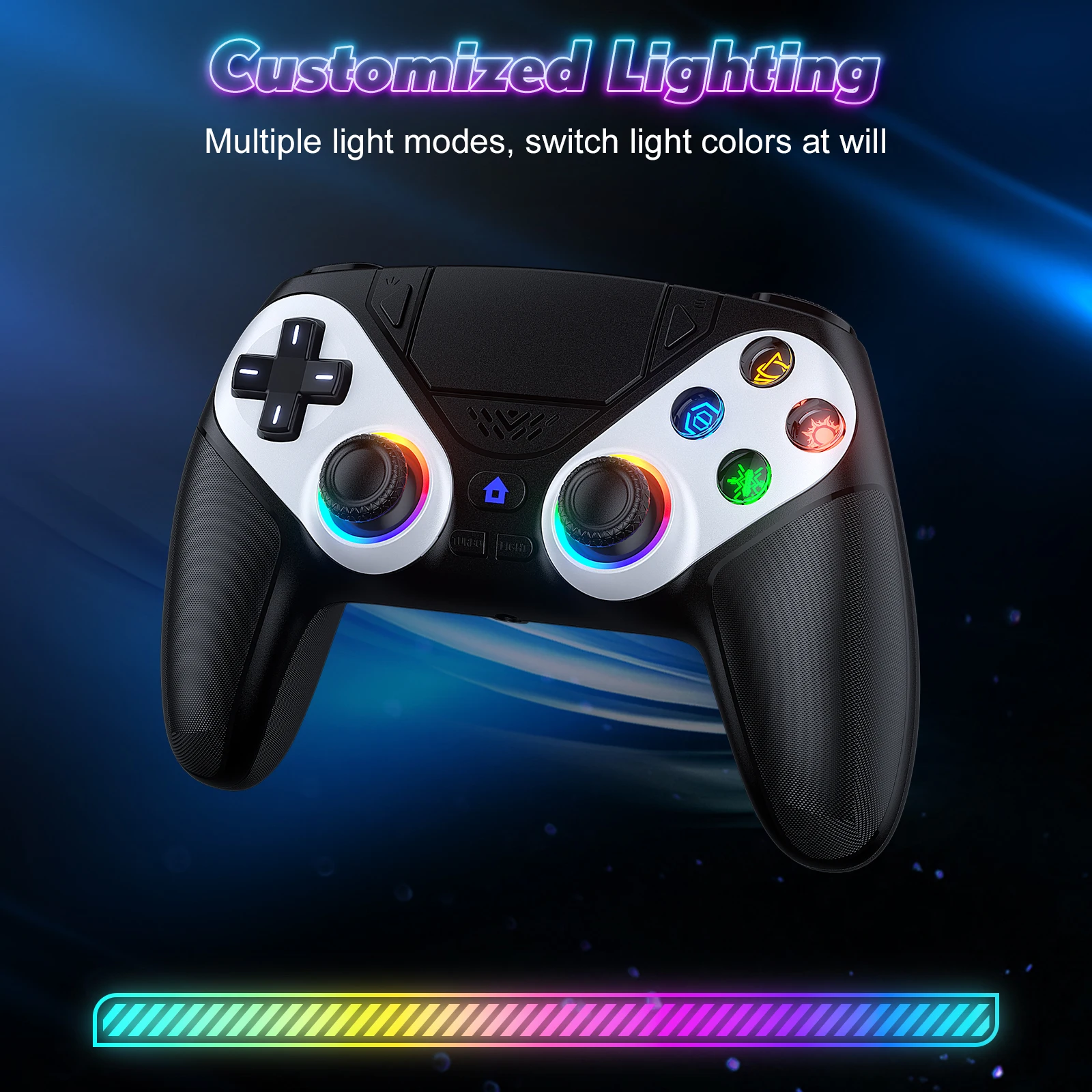 Mando Bluetooth para Playstation 5, controlador inalámbrico, consola PS5, controlador de juegos con programación de vibración Turbo Dual Sense