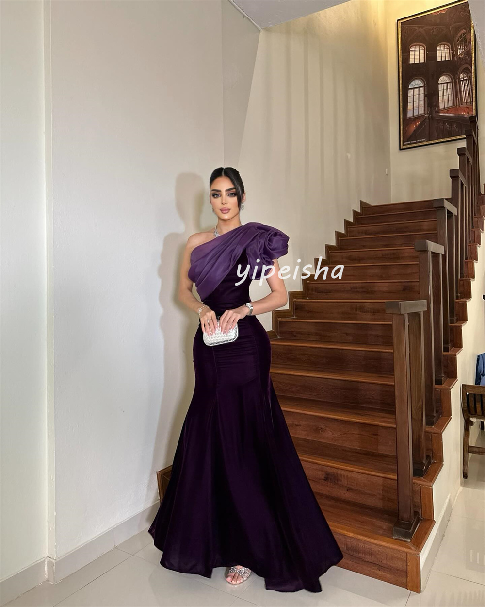 Customized Fashion Formal Pleat Ruched Mermaid One-shoulder Long Dresses Bespoke Occasion Dresses Modern Style Sizes Available