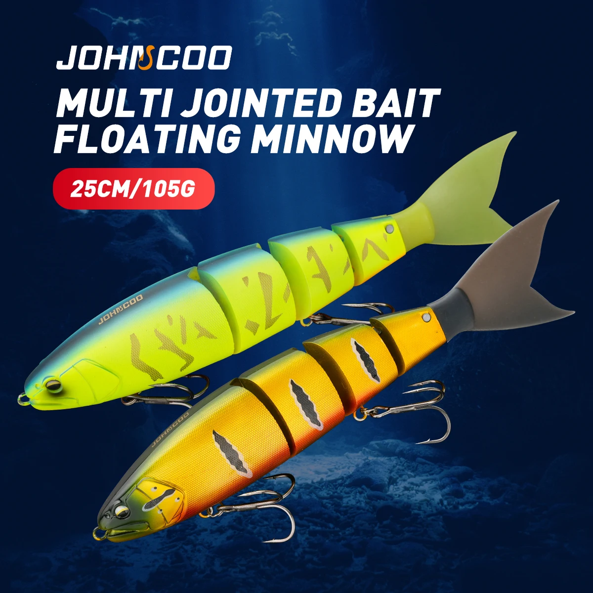Johncoo 4 secciones señuelo de pesca para natación señuelo de pesca articulado cebo depredadores 25cm 105g señuelo flotante Wobblers
