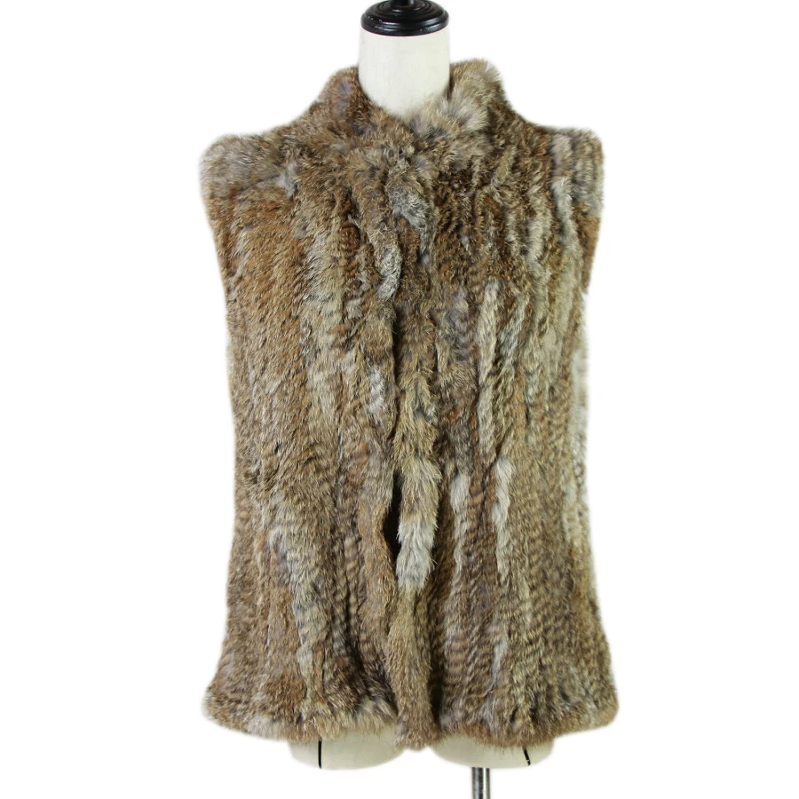 17 Farben Frau Mädchen echtes Kaninchenfell Weste Jacke Frühling Winter warm echtes Kaninchenfell Strickmantel Weste schwarz beige